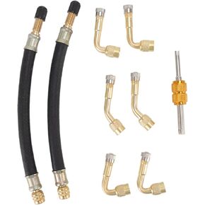 Tire Valve Extensions, 9PCS Flexible Extension Tire Valve Adaptor with 45 Degree 90 Degree 135 Degree Tyre Valve Stem Extension Adaptor for Car Truck Motorhome Trailer RV