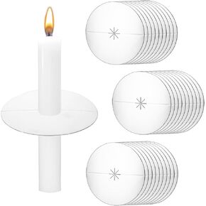 30 PCS Paper Candle Holder Drip Protector, Silver Paper Candle Bobeche Church Candle Drip Protector Paper Candle Drip Guards for Candlelight Vigil, Church Service, Memorial Service, Devotional Candles