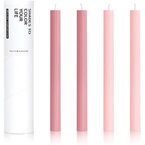 Truly Dripless Ribbed Candlesticks, Pink Shades(Old Rose & Rose Blush Pink), 10-inch, 2 Pairs(1 Pair for Each Shade), Unscented