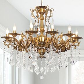 12 Light Vintage Chandelier Contemporary Elegant K9 Crystal Glass Chandelier Candle Chandeliers Pendant Ceiling Lighting Fixture for Living Room Dining Room,34 inch