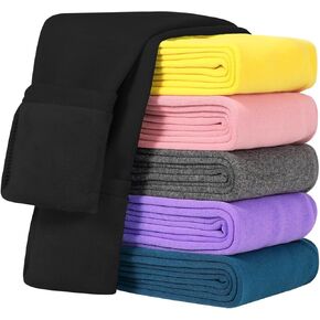 JOCMIC Fleece Lined Leggings Girls Winter Thick Warm Pants for Kids 3-14 Years 1 Pack