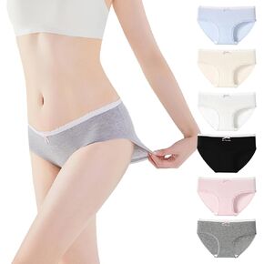 Women's Cotton Underwear Hipster Panties Low Rise Seamless Briefs Soft Strench Breathable Bikini Panty 6 Pack