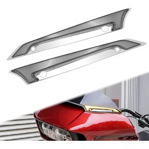 Windshield Trim Lights with LED Running and Turn Signal Lights Fit for Harley Road Glide FLTRXS FLTRK FLTRX 2015-2023 (Black Housing Smoke Lens)