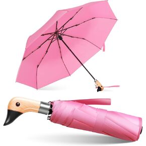 Small Compact Umbrella with Duckhead Handle – Auto Open & Close, Cute Travel Umbrella, The Quirky Duck Gift for Rainy Days