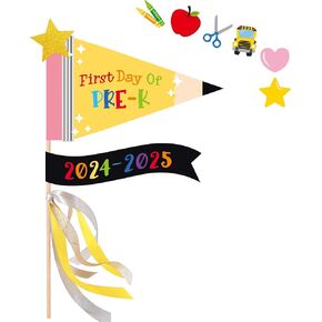 First Day of PRE-K Pennant Flag for Kids, Photo Prop, Preschool Back to School Decorations Supplies, Preschool PRE K Back to School Flags