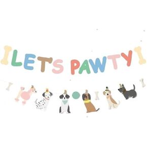 Dog Birthday Party Supplies,Birthday Banner for Dog Birthday Party Decorations,Puppy Pet Dogs Cats Holiday Let’s Pawty Banner Sign Photo Backdrop (Pawty with Dog)