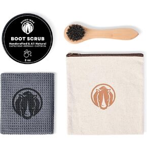 Boot Scrub Kit - Deep Cleans Leather Boots with Powerful Scrubbing Formula - Kit Includes Boot-Scrub, Horsehair Brush, and Microfiber Cloth - Removes Caked-on Dirt and Grime - Made in USA