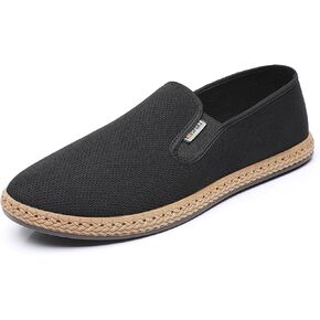 Mens Slip on Canvas Loafers Casual Shoes Sneakers Comfy Walking Slipers Shoes Pain Relief for Men Black Fashion Breathable Loafers