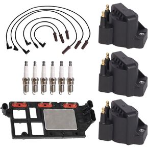 ENA Set of 3 Ignition Coil 6 Spark plug 1 Module with 6 Wire Set Compatible with Buick Chevrolet Oldsmobile Pontiac Century Rendezvous Impala Malibu Monte Carlo Venture Replace# DR39 3144 3951 LX346