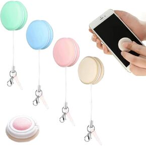 4 PCS Macaron Design Smartphone Screen Cleaners with Lanyards ، فرش ناعمة للهواتف والأجهزة اللوحية والنظارات وأداة ممسحة سلسلة المفاتيح المحمولة والألوان المتنوعة