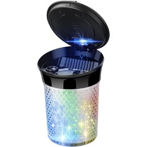Car Ashtray, Auto Ashtray Smokeless Cigarette Ash Tray with Colorful LED Light for Most Car Cup Holder Vehicles Home Office