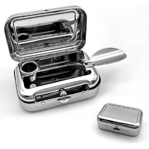 Portable Ashtrays, Portable Metal Windproof Waterproof Mini Ashtray, with Lid Stainless Steel Car Ash Tray, Universal Car Accessories (Silver #01)