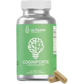 ملحق الدماغ cogniforte للذاكرة والتركيز | الدعم المعرفي المعزز ، وضوح العقلية ودعم الطاقة | L-Theanine ، Gingko Biloba ، Taurine ، Vitamin B12 و Caffeine | 90 العد