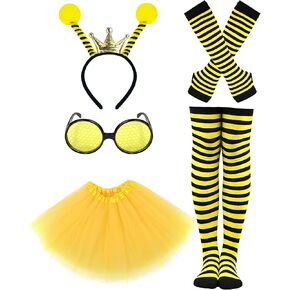 BleSky Bee Costume Costume Accessories Set Bee Antenna Headband Sunglasses YellowTutu Skirt for Halloween Costume