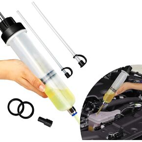 1 PC Car Injector Oil Extraction Pump, 17.1" 200CC No Leak No Spill Vacuum Fuel Delivery Brake Oil Manual Extractor, Universal Car Oil Change Tool, Suitable for Most Car Models (Transparent)