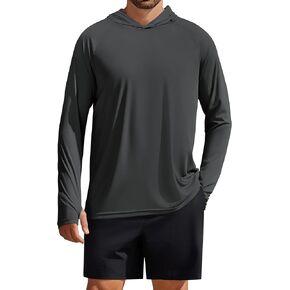 PINSPARK Men's UPF 50+ Long Sleeve Rash Guard - Sun Protection Hoodie UV SPF Fishing Shirt for Athletic Running Swim Hiking