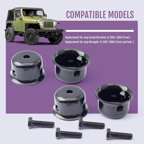 52087635 TJ Front Rear Bump Stop Cups Replacement for Jeep Wrangler TJ 1997-2006, Jounce Bumper Brackets Only for Grand Cherokee ZJ Front 1993-1998 Replace 2.9101G 52087636AC (4 Pack) in Saudi Arabia