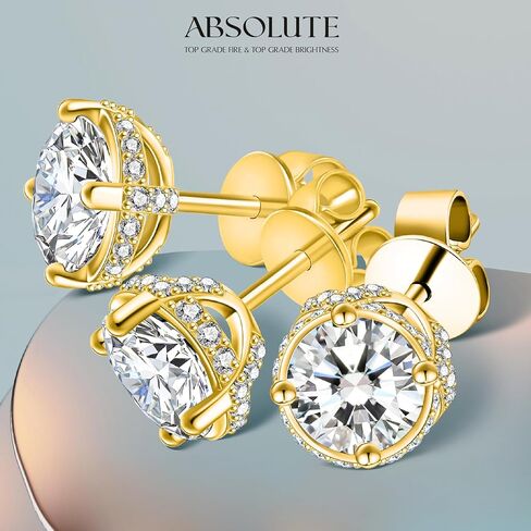 أقراط Moissanite أقراط Strling Silver Stud أقراط للنساء 2 قيراط S925 الأقراط في حلق الذهب Hypoallergenic للنساء ترصيع in Kuwait