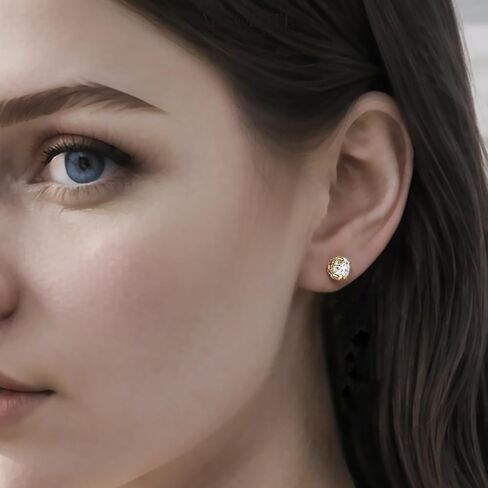 أقراط Moissanite أقراط Strling Silver Stud أقراط للنساء 2 قيراط S925 الأقراط في حلق الذهب Hypoallergenic للنساء ترصيع in Kuwait