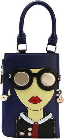 Novelty 3D Lady Face Crossbody Bag Elegant Shoulder Bag PU Leather Handbag for Women Top-handle Bag Small Satchel Bag in Saudi Arabia