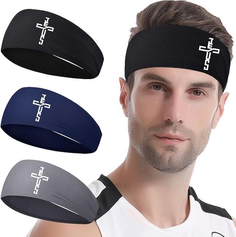 3pcs Sweat Bands Headbands Men Sweatbands Headbands for Women Christian CrossSports Running in Saudi Arabia