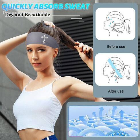3pcs Sweat Bands Headbands Men Sweatbands Headbands for Women Christian CrossSports Running in Saudi Arabia