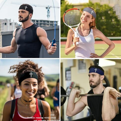 3pcs Sweat Bands Headbands Men Sweatbands Headbands for Women Christian CrossSports Running in Saudi Arabia