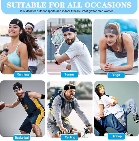 3pcs Sweat Bands Headbands Men Sweatbands Headbands for Women Christian CrossSports Running in Saudi Arabia