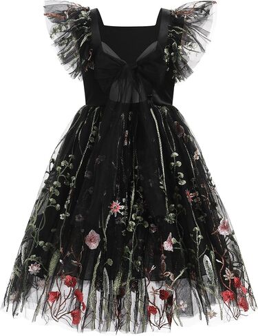 Toddler Flower Girl Dress for Wedding Floral Butterfly Daisy Flutter Sleeve Princess Birthday Tea Party Sundress in Kuwait