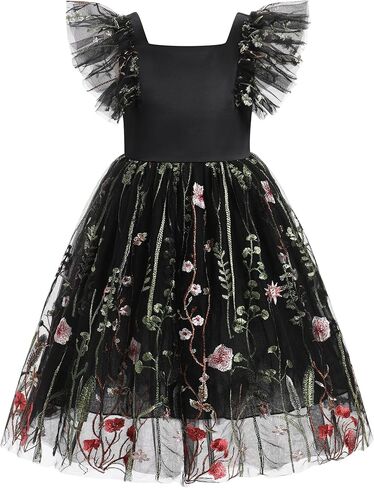 Toddler Flower Girl Dress for Wedding Floral Butterfly Daisy Flutter Sleeve Princess Birthday Tea Party Sundress in Kuwait