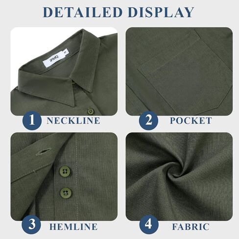 Womens Button Down Shirts Short Sleeve Linen Style Cotton Collared Button Up Casual Blouses Oversized Tops with Pocket in Kuwait
