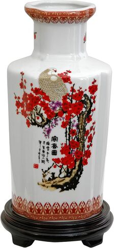 Oriental Furniture 12" Floral Blue & White Porcelain Vase in Saudi Arabia