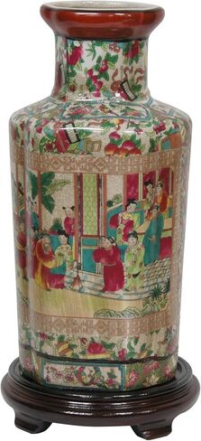 Oriental Furniture 12" Floral Blue & White Porcelain Vase in Saudi Arabia