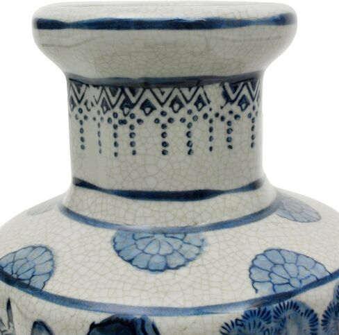 Oriental Furniture 12" Floral Blue & White Porcelain Vase in Saudi Arabia