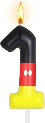 Red Black Number Birthday Candle for Boys Girls Red Mouse Cake Topper Cartoon Themed Cupcake Decor Number 1 Birthday Parties Supplies (Number 1) in Saudi Arabia