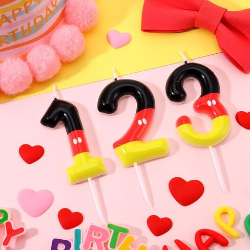 Red Black Number Birthday Candle for Boys Girls Red Mouse Cake Topper Cartoon Themed Cupcake Decor Number 1 Birthday Parties Supplies (Number 1) in Saudi Arabia