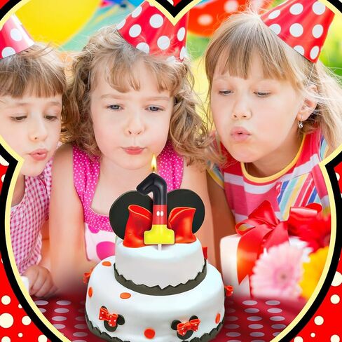 Red Black Number Birthday Candle for Boys Girls Red Mouse Cake Topper Cartoon Themed Cupcake Decor Number 1 Birthday Parties Supplies (Number 1) in Saudi Arabia