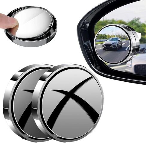 Suction Cup Car Convex Blind Spot Mirror, 2 Pack 360° Adjustable Wide Angle Side Rear View Mirror Blindspot Car Mirror Accessories, Waterproof Reversing Auxiliary Mirrors for All Type Cars (Black) in Saudi Arabia