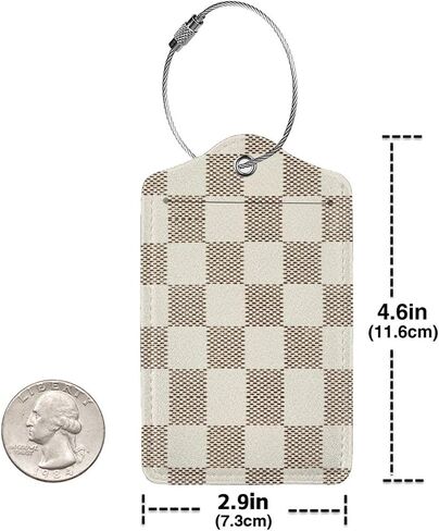 2 PCS علامات الأمتعة للحقيبة ، لطيفة فريدة من نوعها PU Leather Travel Bag Tag مع بطاقة عنوان ID Privacy Cover وخاتم معدني متين مناسبة للرجال حقيبة تحمل على الظهر (Plaid Plaid Plaid) in Kuwait