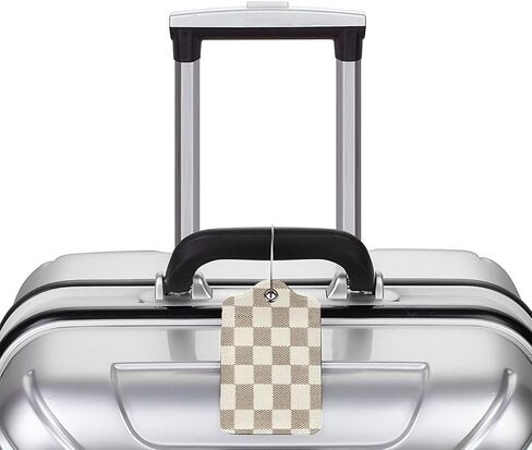 2 PCS علامات الأمتعة للحقيبة ، لطيفة فريدة من نوعها PU Leather Travel Bag Tag مع بطاقة عنوان ID Privacy Cover وخاتم معدني متين مناسبة للرجال حقيبة تحمل على الظهر (Plaid Plaid Plaid) in Kuwait