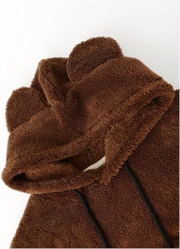 Men's Bear Ear Hoodies Drawstring Long Sleeve Fleece Sweatshirt Fuzzy Pullover Tops in Saudi Arabia