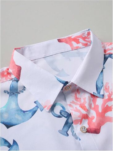 Men's 2 Piece Short Sets Outfits Button Down Floral Shirts and Drawstring Waist Shorts Tracksuits in Saudi Arabia
