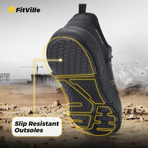 FitVille Exitra Wide Steel Toe Shoes for Men Puncture Proof Composite Toe Safety Work Shoes with Arch Support in Saudi Arabia