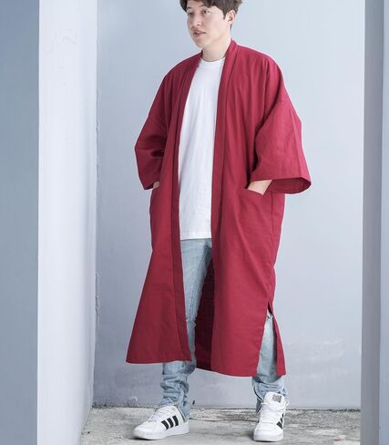 Men's Long Cotton Linen Kimono Cardigan Oversized Noragi Jacket Man Haori Summer Yukata Beach Robe in Saudi Arabia