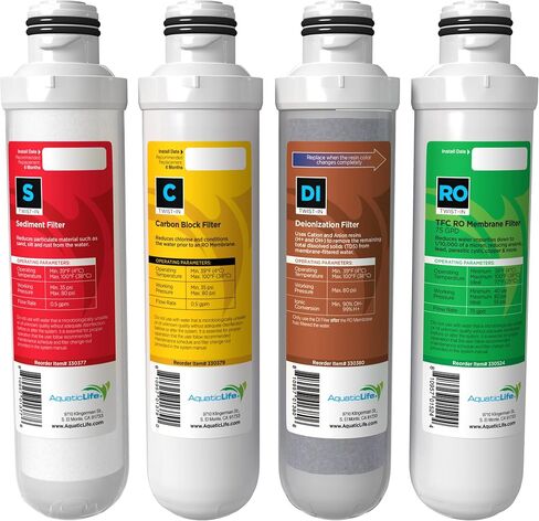 Aquatic Life Twist-In Sediment Filter, Carbon Block Filter and Deionization Filter Replacement Cartridges for RO/DI Reverse Osmosis Water Filtration System, Value Pack in Saudi Arabia