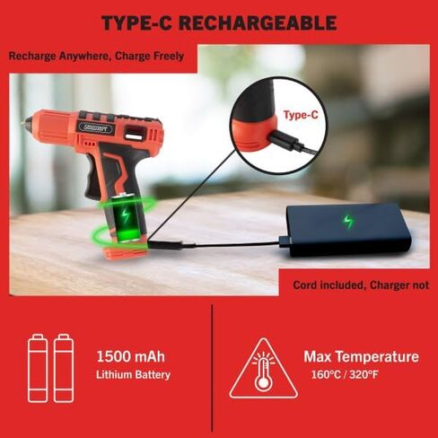 4V Cordless Hot Glue Gun - Wireless Glue Gun Kit with 15 Second Warm-Up Time and 20 Sticks - Crafting and Classroom Essentials by Stalwart (Pink) in Saudi Arabia