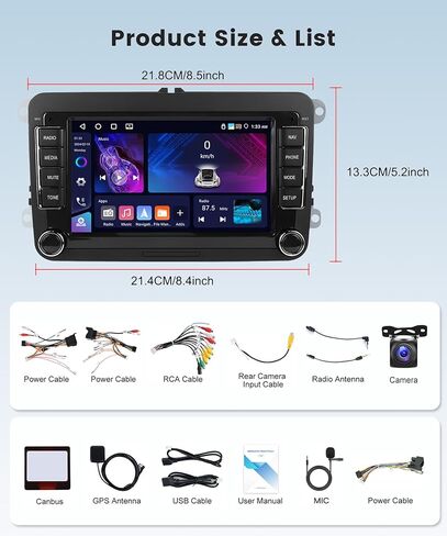 1G + 32G راديو ستيريو للسيارة يعمل بنظام Android لسيارة VW Passat Jetta Tiguan Golf MK5 MK6 T5 EOS Polo مع نظام تحديد المواقع والملاحة، Rimoody 7 بوصة تعمل باللمس مرآة وصلة بلوتوث FM EQ SWC كاميرا احتياطية in Kuwait