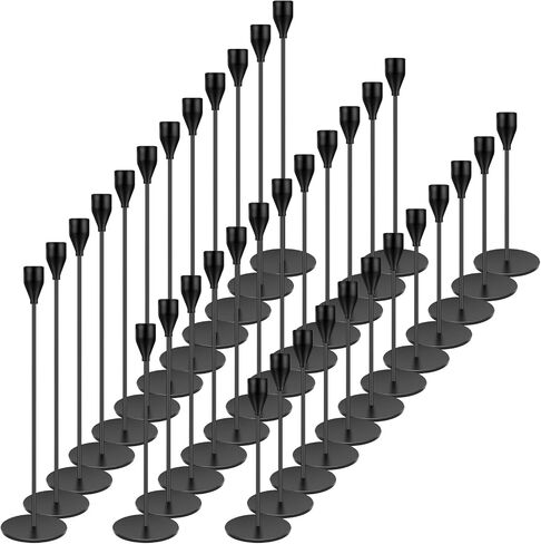 Black Candlestick Holder Set of 12 for Taper Candles, Decorative Candle Holders Bulk Candle Stick Holders Taper Candle Holders for Table Centerpiece Wedding Dinning Party Anniversary Home Decor in Saudi Arabia