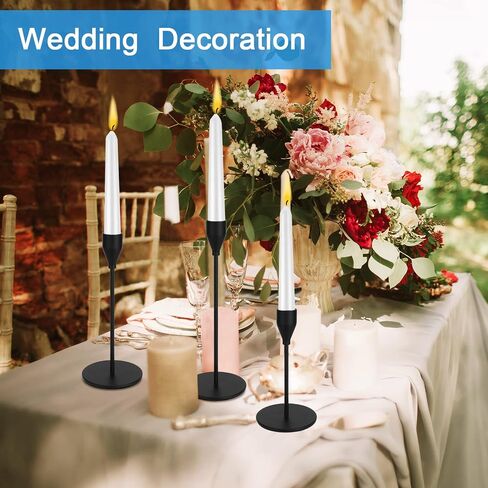 Black Candlestick Holder Set of 12 for Taper Candles, Decorative Candle Holders Bulk Candle Stick Holders Taper Candle Holders for Table Centerpiece Wedding Dinning Party Anniversary Home Decor in Saudi Arabia