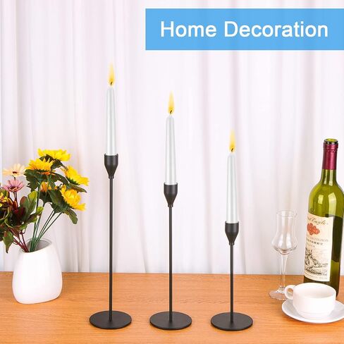 Black Candlestick Holder Set of 12 for Taper Candles, Decorative Candle Holders Bulk Candle Stick Holders Taper Candle Holders for Table Centerpiece Wedding Dinning Party Anniversary Home Decor in Saudi Arabia